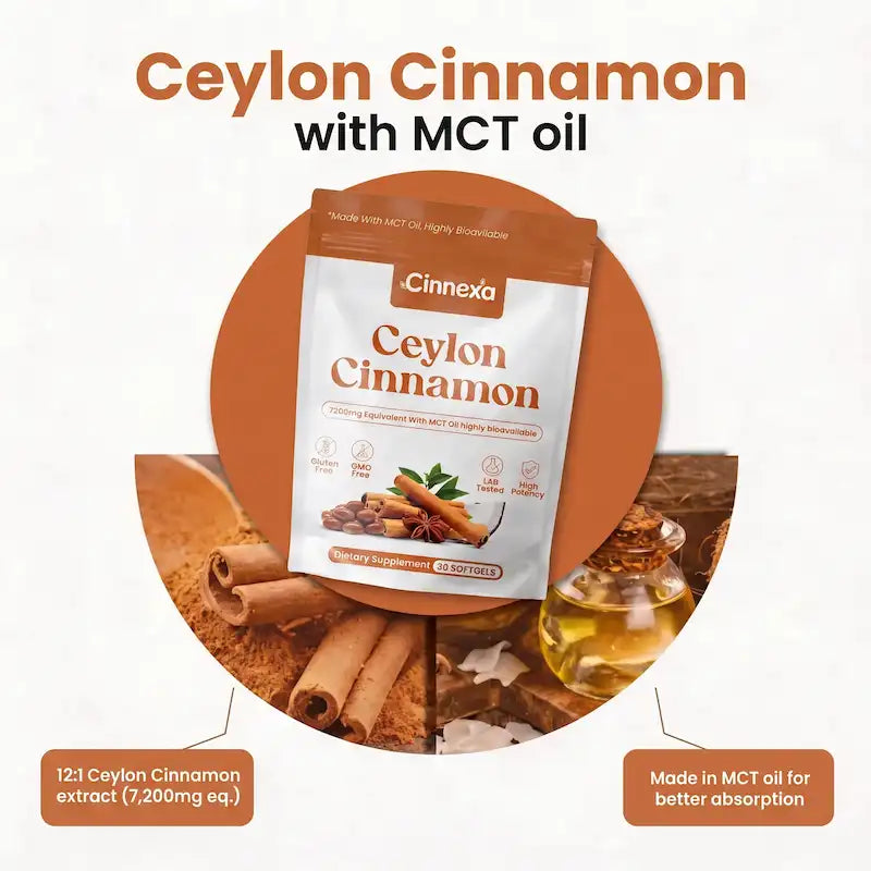 Ceylon Cinnamon 7200mg Equivalent with MCT Oil